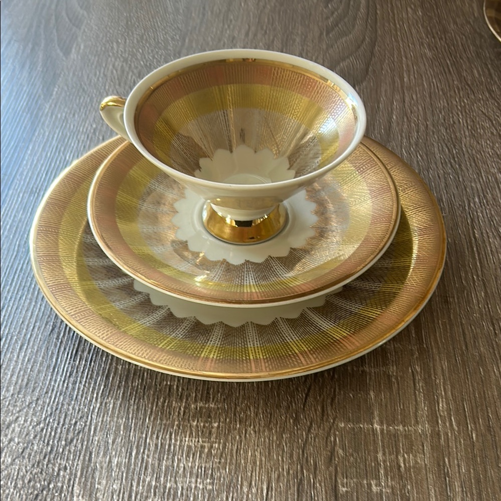 Bavaria Germany Elegant Gold and White Tea Dinnerware Set